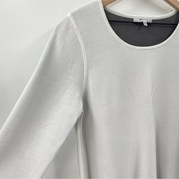 Milly White Knit Top 3/4 Length Sleeve Large - Picture 3 of 6